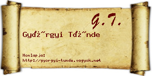 Györgyi Tünde névjegykártya